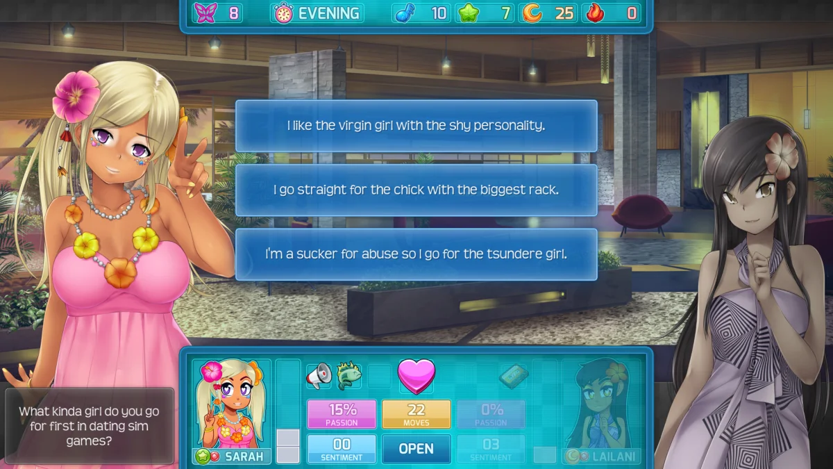 HuniePop 2: Double Date non-explicit gameplay screenshot